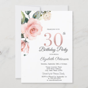 Convite Rosas Aquarela Beije 30º Aniversário