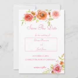 Convite Rosas Aquarela Floral Casamento Salve A Data