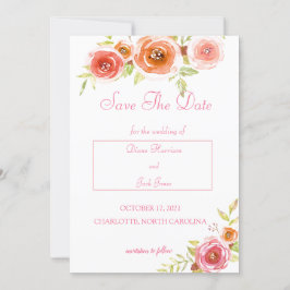 Convite Rosas Aquarela Floral Casamento Salve A Data