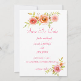 Convite Rosas Aquarela Floral Casamento Salve A Data