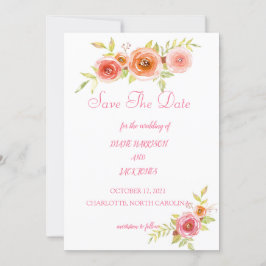 Convite Rosas Aquarela Floral Casamento Salve A Data