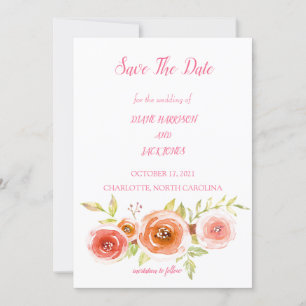 Convite Rosas Aquarela Floral Casamento Salve A Data