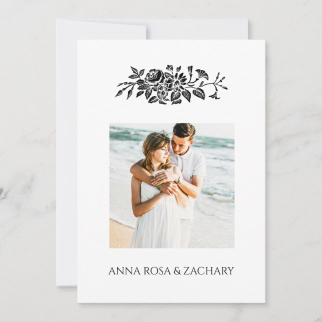 Convite *~* Rosas AR6 Casamento de RSVP de FOTO QR vitoria (Frente)