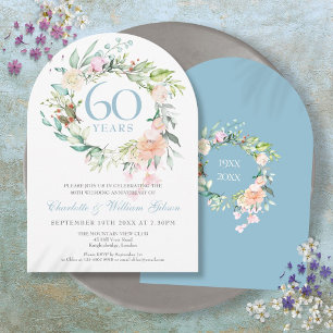 Convite Rosas Arco Floral de 60º Aniversário de Casamento