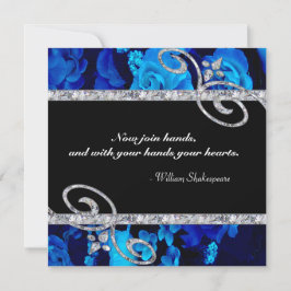 Convite Rosas azuis brilhantes & redemoinhos do diamante