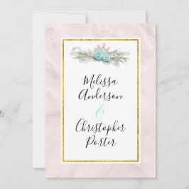 Convite Rosas azuis e Buquê Floral Coroa Casamento