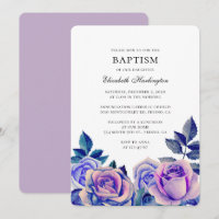 Rosas azuis e roxas. Batismo floral de aquarela