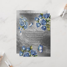 Rosas Azuis Elegantes Borboleta Casamento Prata