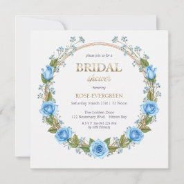 Convite Rosas Azuis Elegantes e Respiração do Bebê