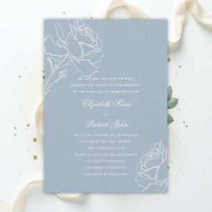 Convite Rosas Azuis Embutidas Falsas Casamento Formal dos 