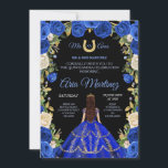 Convite Rosas Azuis Quinceañera Pretos Florais De Fundo Em<br><div class="desc">Quinceañera Blue Rosas Floral Black Back ground Convite Mis Quince Anos,  15 Birthday</div>