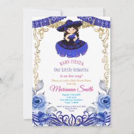 Convite Rosas Azuis Reais Festa Mexicana Baby Shower