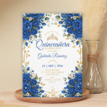 Rosas Azuis Reais Quinceañera Borboletas Douradas