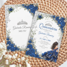 Rosas Azuis Reais Quinceañera Borboletas Prateadas