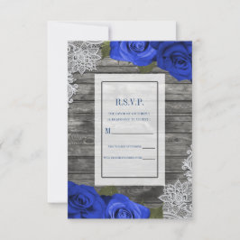 Convite Rosas Azuis Roxas Madeira Rústica Renda Branca RSV