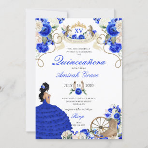 Convite Rosas azuis Western Charro Cowgirl Quinceañera