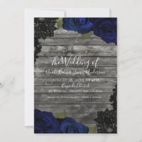 Rosas Azul Escuro Rustico Madeira Renda Preta Casa