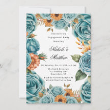 Rosas Azul-verde e Festa de Noivado Floral Laranja