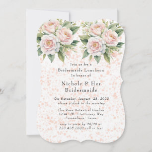 Convite Rosas Botânicos Brancos Rosa Bridesmaids Luncheon