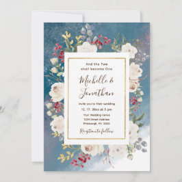 Convite Rosas brancas Berries vermelhas no casamento crist