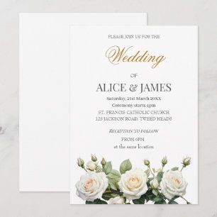 Convite Rosas Brancas de Casamento