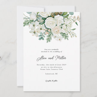 Convite Rosas Brancas de Inverno Dogwood e Casamento de Ab