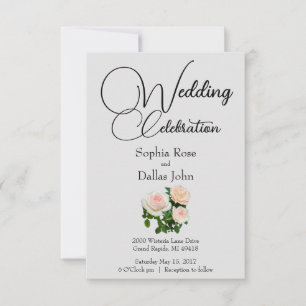 Convite Rosas brancas de pêssego rosa Elegante