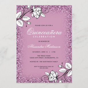 Convite Rosas Brancas de Quinceanera Roxas Roxas