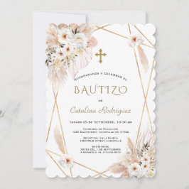 Convite Rosas Brancas do Deserto Batismo de Grama Pampas