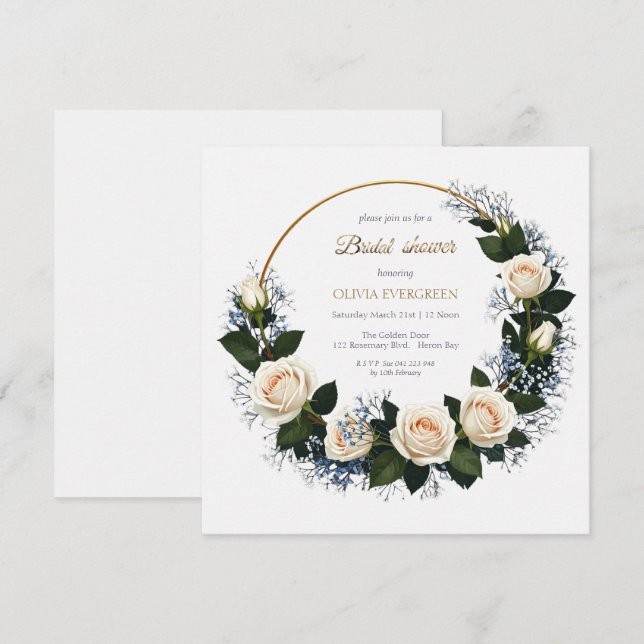 Convite Rosas brancas e Chá de panela respiratório do bebê (Frente/Verso)