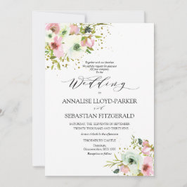 Convite Rosas brancas e de pelúcia com palha de ouro