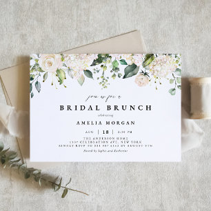 Convite Rosas brancas e Hydrangeas Bridal Brunch