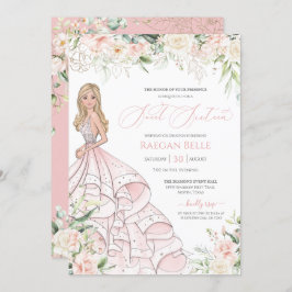 Convite Rosas Brancas Escamosas Rosa Luxuosas Doce 16 Invi