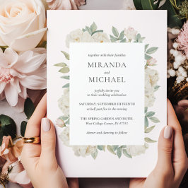 Convite Rosas brancas românticas SEMANA Elegante