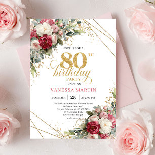 Convite Rosas brancas rosadas com acabamento em dourado el