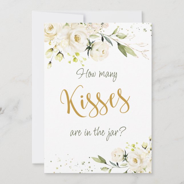 Convite Rosas brancas verde adivinha quantos beijos em jar (Frente)