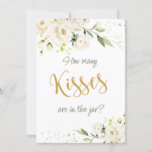 Convite Rosas brancas verde adivinha quantos beijos em jar