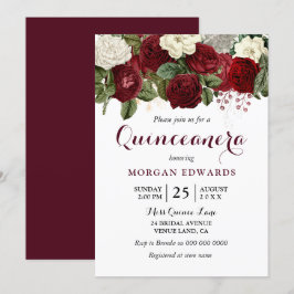 Convite Rosas Brancas Vermelhas Cinematosas Quinceanera Co