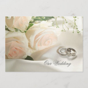 Convite Rosas brancos e anéis de creme que Wedding o