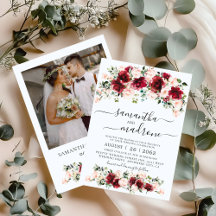 Rosas Burgundy Blush Aquarela Foto Casamento