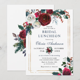 Convite Rosas Burgundy BRIDAL LUNCHEON