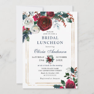 Convite Rosas Burgundy BRIDAL LUNCHEON