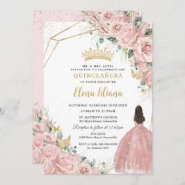 Convite Rosas claro Pálidas Rosas Florais Quinceanera Swee