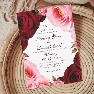 Convite Rosas Clássicas Elegantes Casamento Florido