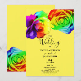 Convite Rosas Coloridas do Arco-Íris Ousado Casamento Flor