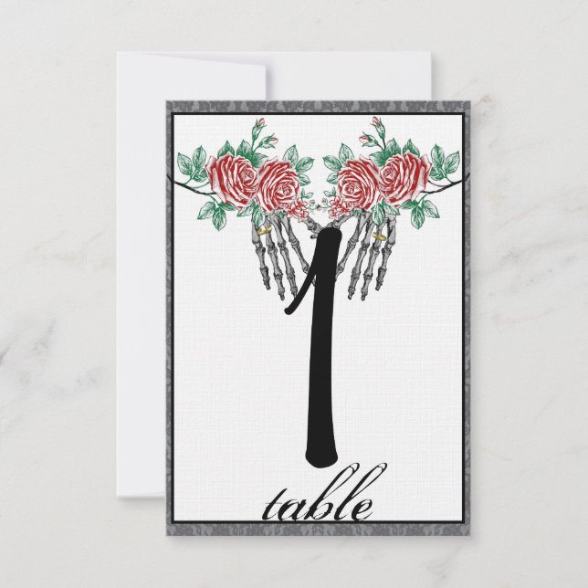 Convite Rosas com Mão Esquelética Gótica para Número da Me (Frente)