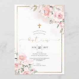Convite Rosas com pó PixDezines, Batismo Russo de Aquarela