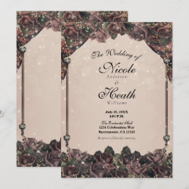 Convite Rosas Cor de Malva com Brilho Brilham Casamento de