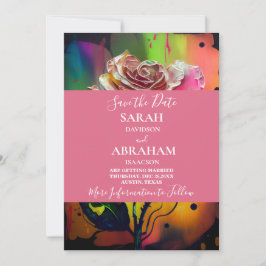 Convite Rosas cor-de-rosa abstrato Salve a Data