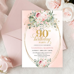 Convite Rosas Cor-de-Rosa Atemporais Douradas Minimal para